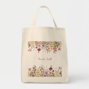 Bolso De Tela Flores de nombre personalizadas florales