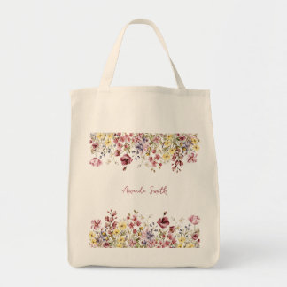 Bolso De Tela Flores de nombre personalizadas florales