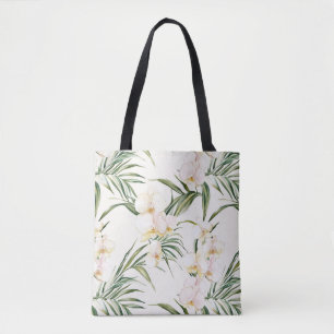 Bolso De Tela Flores de orquídeas de crema