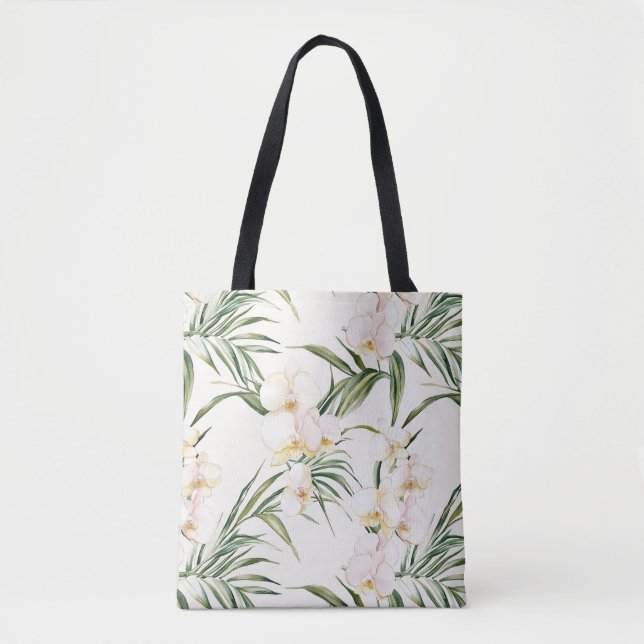 Bolso De Tela Flores de orquídeas de crema (Anverso)