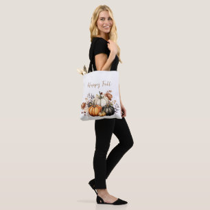 Bolso De Tela Flores de otoño felices y acuarelas de calabazas o