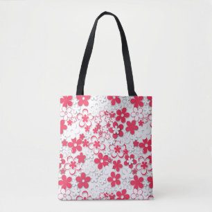 Bolso De Tela Flores de papel rojo y blanco