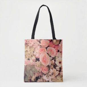 Bolso De Tela Flores de pared textura retro - filtro de efecto d