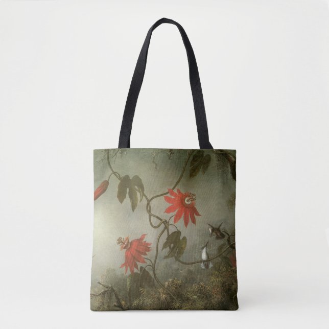 Bolso De Tela Flores de pasión y colibríes por Martin J Heade (Anverso)