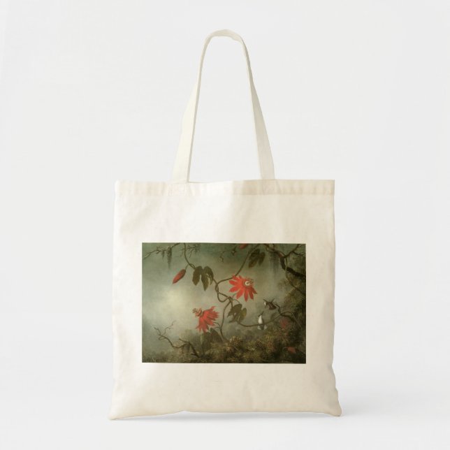 Bolso De Tela Flores de pasión y colibríes por Martin J Heade (Frente)