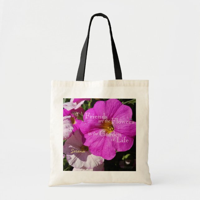 Bolso De Tela Flores De Petunia / Rosa Luminoso Y Rosa Pálido / (Frente)
