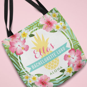 Bolso De Tela Flores de piña de la soltera tropical Luau