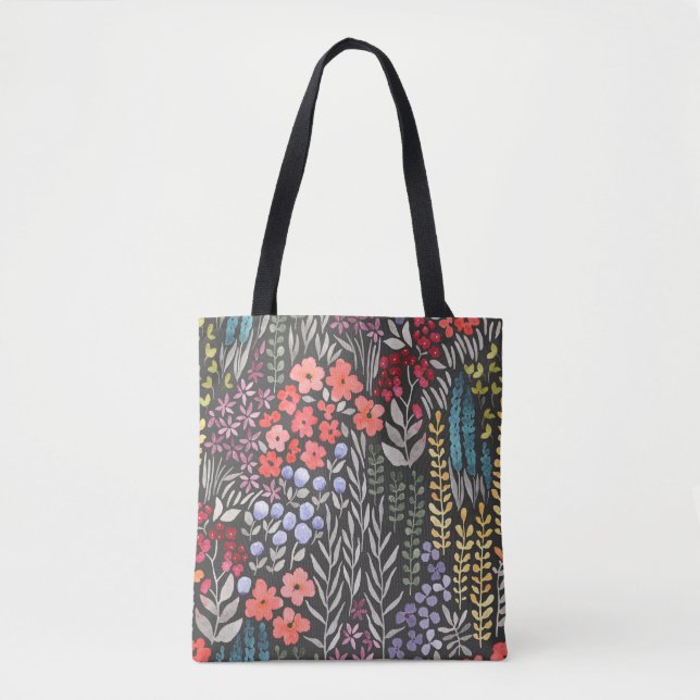 Bolso De Tela Flores de pradera: acuarela floral sin foco (Anverso)