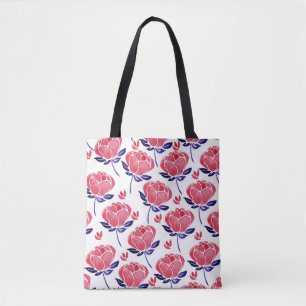 Bolso De Tela Flores de primavera, acuarela sin costuras.