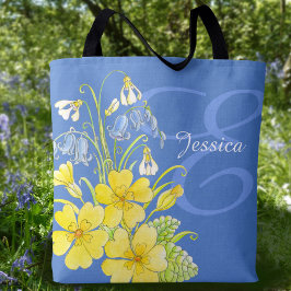 Bolso De Tela Flores de primavera arte nombre personalizado tosc