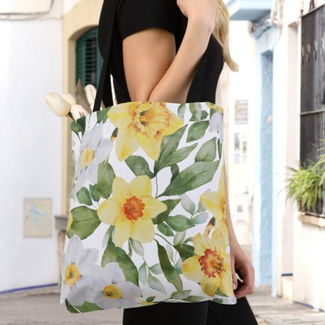 Bolso De Tela Flores de primavera de Daffodil Amarillo y Blanco (Subido por el creador)