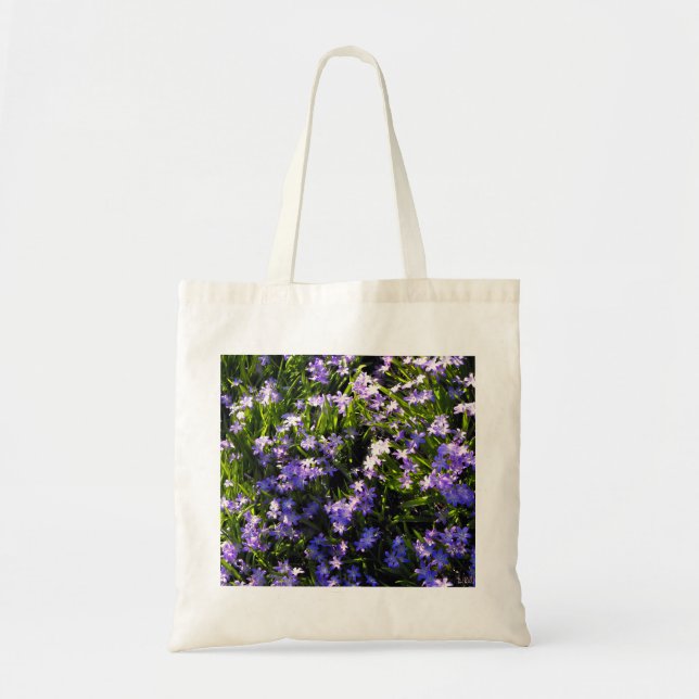 Bolso De Tela Flores de primavera de zales azules (Frente)