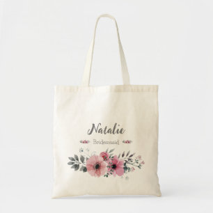Bolso De Tela Flores de primavera Novia rosa y gris moderno
