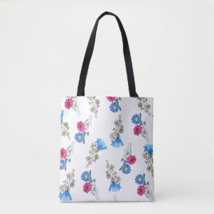 Bolso De Tela Flores de primavera rosada acuarela Botánica