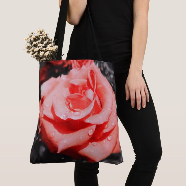 Bolso De Tela Flores de Rosa románticas (Detalle)