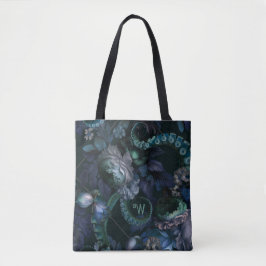 Bolso De Tela Flores de Tentáculo de Turquesa Cthulhu Monograma