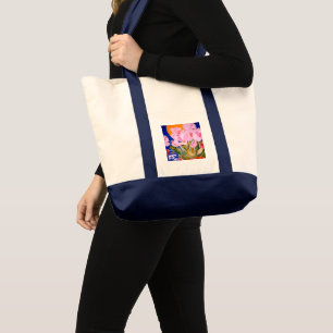 Bolso De Tela Flores de tulipanes rosas