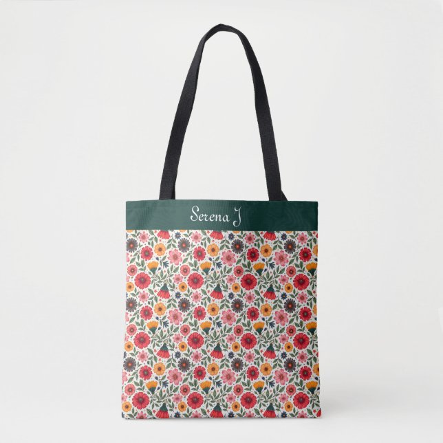 Bolso De Tela Flores de verano brillantes (Anverso)