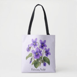 Bolso De Tela Flores de Violeta de Febrero 