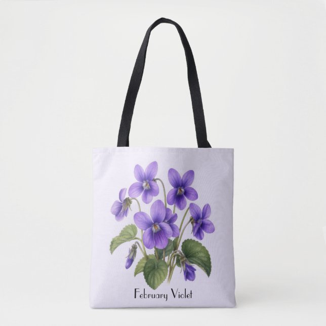 Bolso De Tela Flores de Violeta de Febrero  (Anverso)