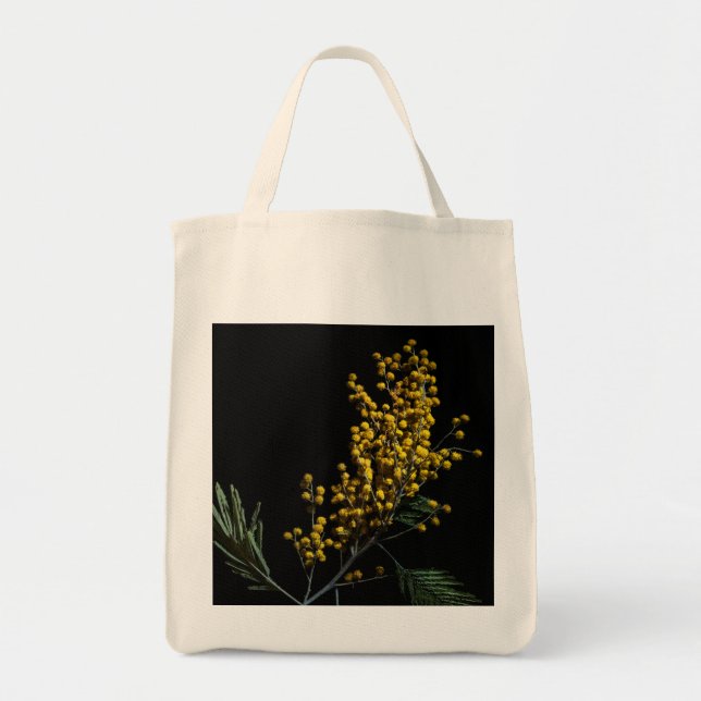 Bolso De Tela Flores de Wattle plateadas (Frente)