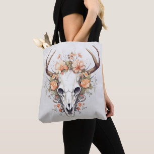 Bolso De Tela Flores Delicadas de cráneo animal