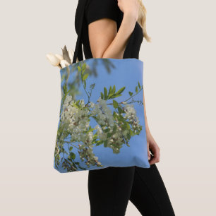 Bolso De Tela Flores delicadas de la falsa acacia en flor bajo u