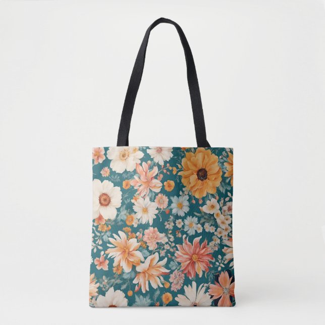 Bolso De Tela Flores Delicadas Increíbles (Anverso)