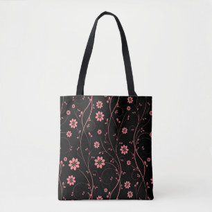 Bolso De Tela Flores Delicadas Rosadas