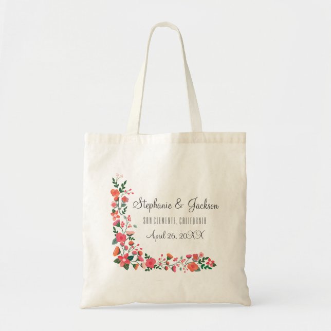 Bolso De Tela Flores dibujadas a mano (Frente)