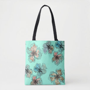Bolso De Tela Flores dibujadas sin rompecabezas abstractas como 