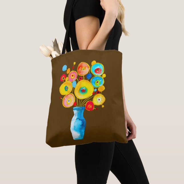 Bolso De Tela Flores divertidas arte acuarela (Detalle)