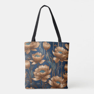 Bolso De Tela Flores doradas
