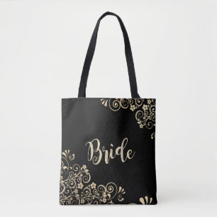 Bolso De Tela Flores Doradas Chic Elegantes, Novia