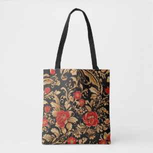 Bolso De Tela Flores doradas: flores opulentas