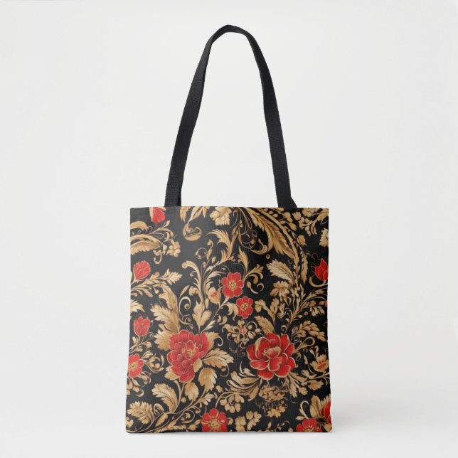 Bolso De Tela Flores doradas: flores opulentas (Anverso)