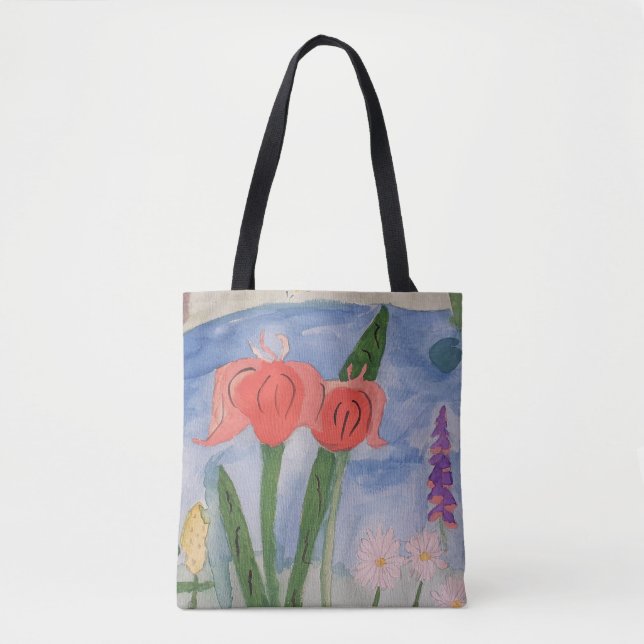 Bolso De Tela Flores En El Lago (Anverso)