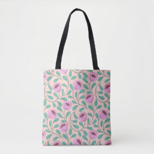 Bolso De Tela Flores en negrita rosa