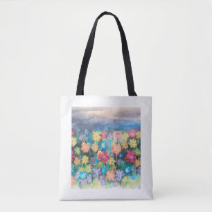 Bolso De Tela Flores en pasteles - Tote expandido de IA