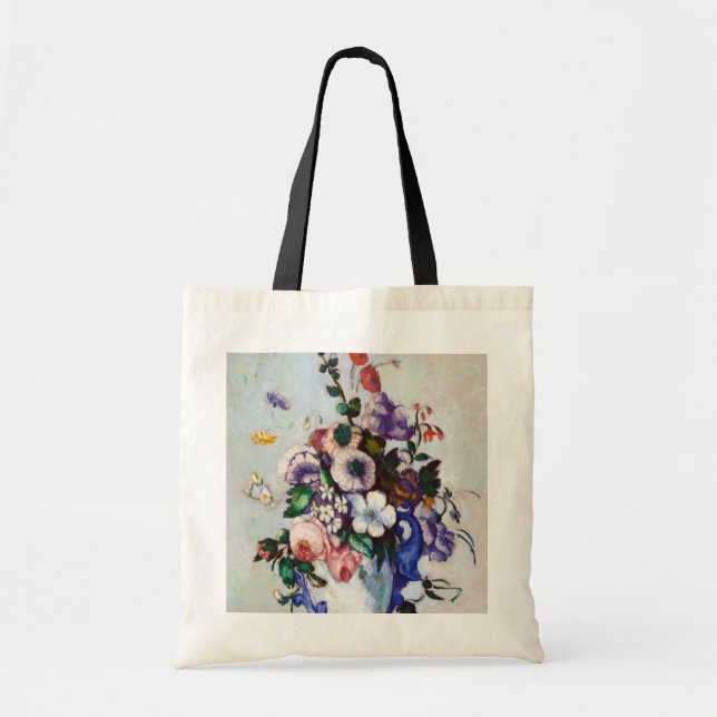 Bolso De Tela Flores en un jarrón rococó, Paul Cezanne (Frente)