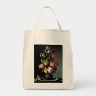 Bolso De Tela Flores en una barrera con conchas e insectos