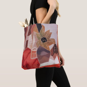 Bolso De Tela Flores en una mesa por Juan Gris, Cubismo vintage