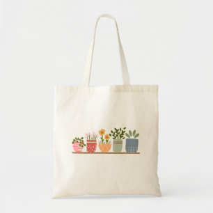 Bolso De Tela Flores Enmacetadas Caprichosas Compras Eco Reutili