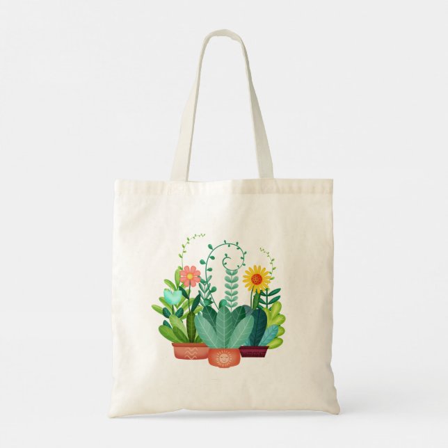 Bolso De Tela Flores Felices (Reverso)