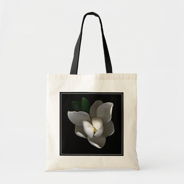 Bolso De Tela Flores | Flor de magnolia blanca única (Frente)