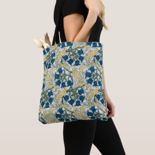 Bolso De Tela Flores Florales Azules Lily Valley Repetir