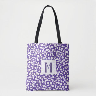 Bolso De Tela Flores Florales Blancas Moradas Modernas Ramas