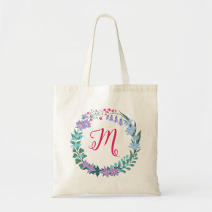 Bolso De Tela Flores Florales Bluebells Monograma de la flor col