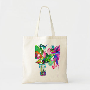 Bolso De Tela Flores florales coloridas y modernas acuarela