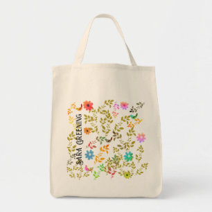 Bolso De Tela Flores florales con Tote de pájaros